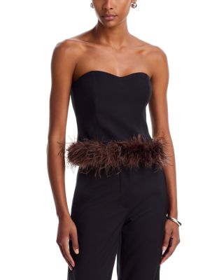 Feather Trim Strapless Top - Exclusive