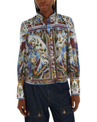 Pietra Dura Tapestry Print Cotton Blouse
