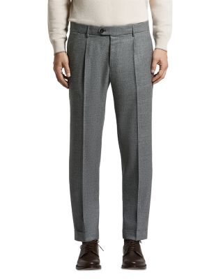 Pleated Wool Flannel Trousers