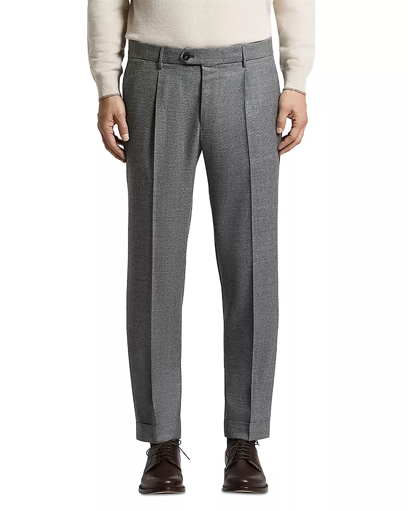 Peserico Pleated Wool Flannel Trousers