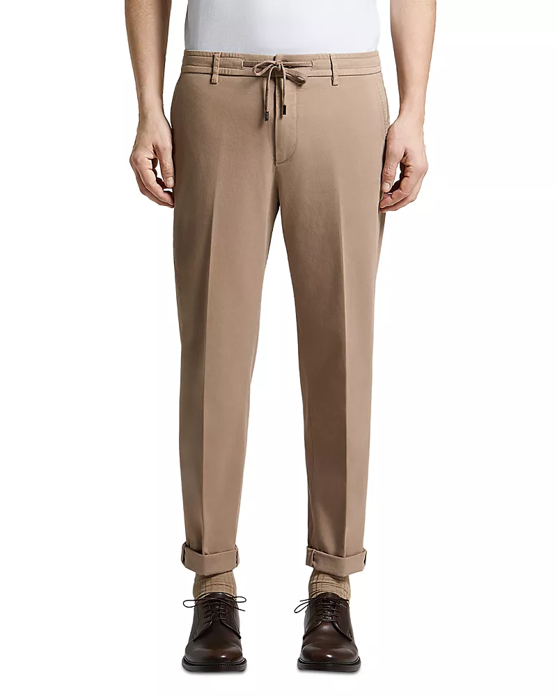 Peserico Garment Dyed Stretch Cotton Blend Emerized Gabardine Joggers