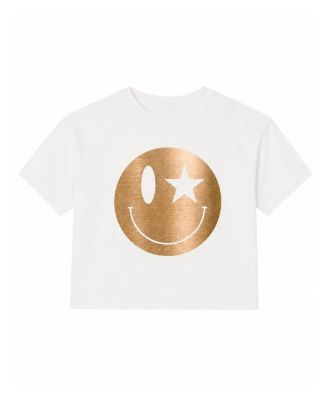 Girls' Happy Face Bronze Foil Crew Tee - Big Kid