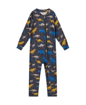 Boys' One Piece Dinosaur Fleece Zipper Asymmetric Thermal Underwear - Baby