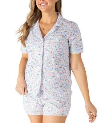  Women's Jersey Shore Button Front Short Pajama Set