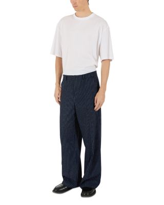 Regular Fit Wide Leg Pinstripe Trousers