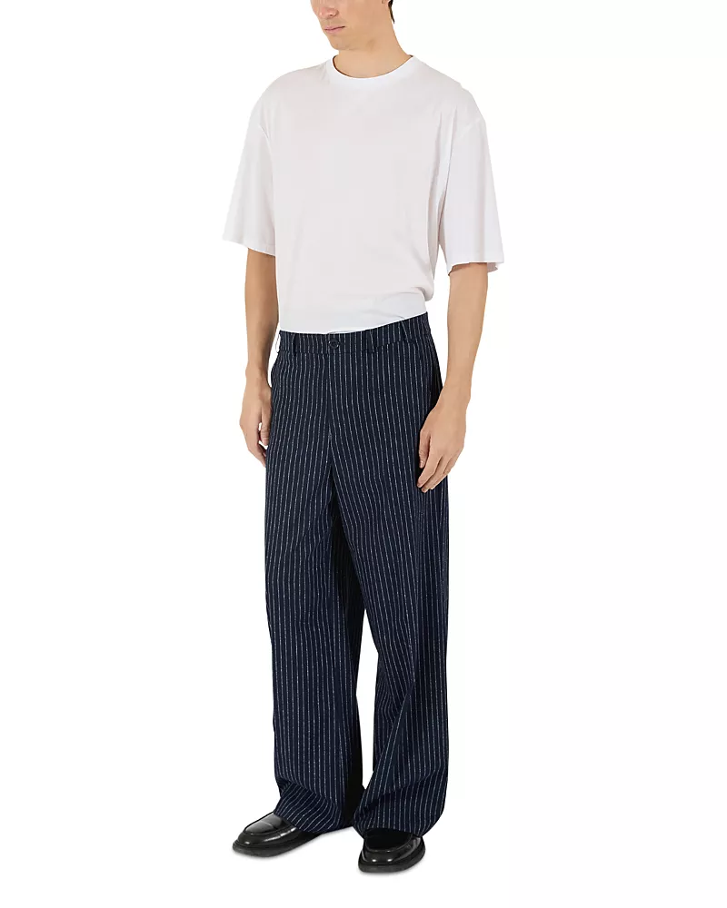 Krost Regular Fit Wide Leg Pinstripe Trousers