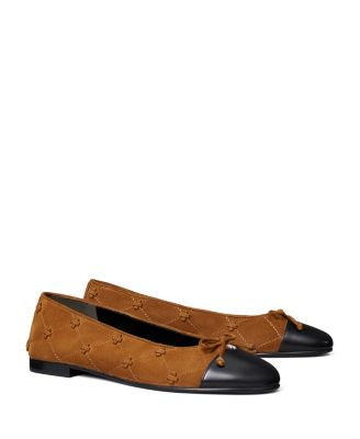 Women's Cap Toe Bunny Knot Suede Ballet Flats - Exclusive