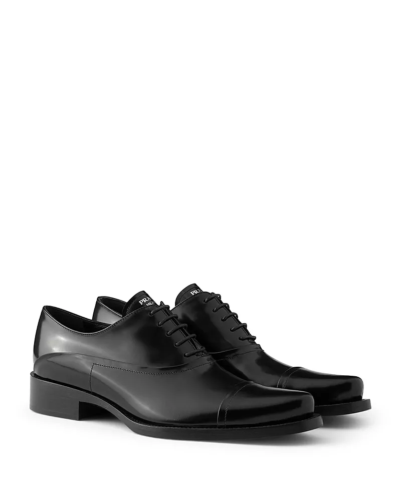 Prada Women's Brushed Leather Lace-Up Shoes