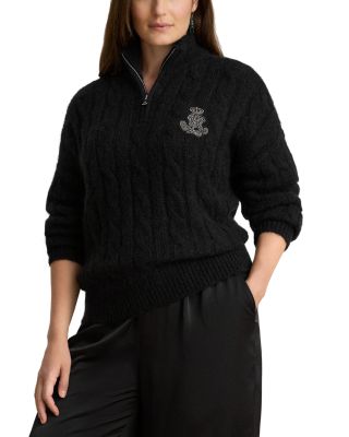 Cable Funnel Neck Quarter Zip Sweater
