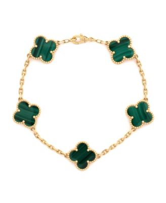  Vintage Alhambra 5 Motifs Bracelet 18K Gold and Malachite