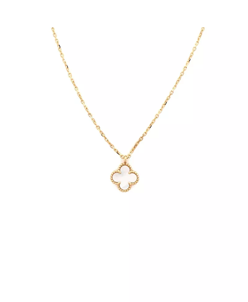 Pre-Owned Van Cleef & Arpels Sweet Alhambra Pendant Necklace 18K Gold and Mother of Pearl, 14.75