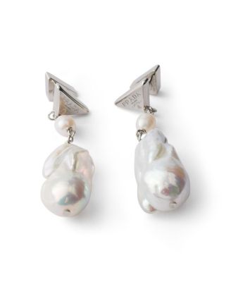Prada Metal Earrings with Pearls