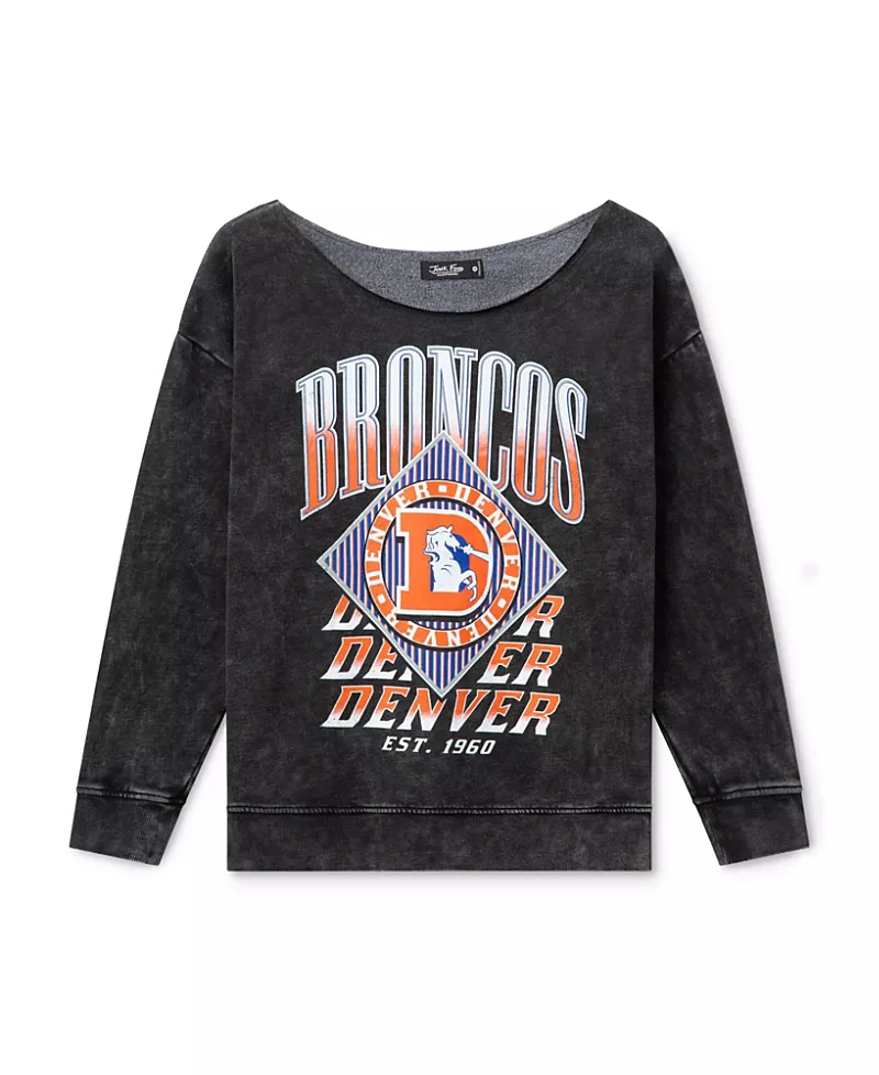 Junk Food Clothing Women's Nfl Denver Broncos Off Shoulder Cropped Fleece