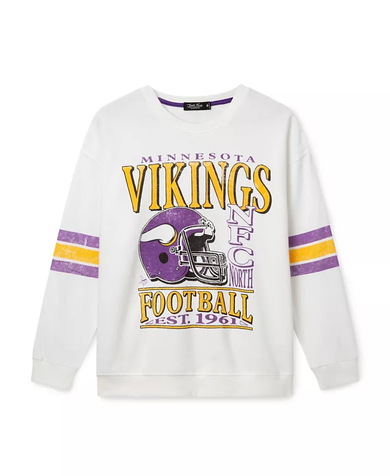 Junk Food Clothing Women's Nfl Minnesota Vikings Oversized Striped Fleece