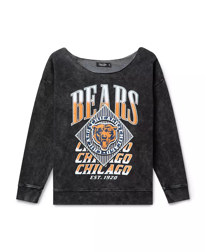 Junk Food Clothing Women's Nfl Chicago Bears Off Shoulder Cropped Fleece