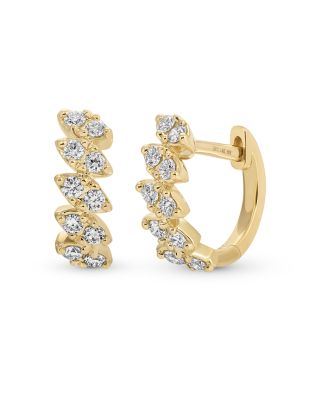 14K Yellow Gold Diamond Hoop Earrings, 0.3 tcw