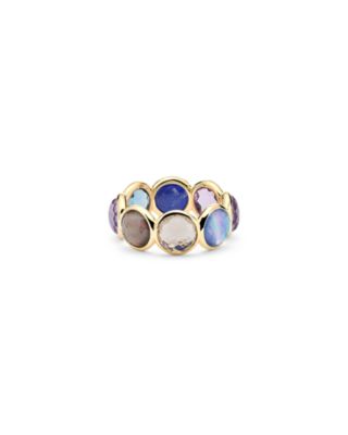 18K Yellow Gold Lollipop Multi Gemstone Bezel Ring