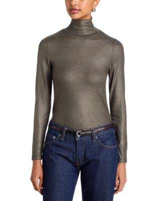 Soft Touch Metallic Long Sleeve Turtleneck