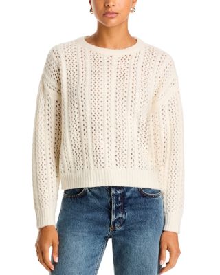 Open Stitch Cable Knit Crewneck Sweater - Exclusive
