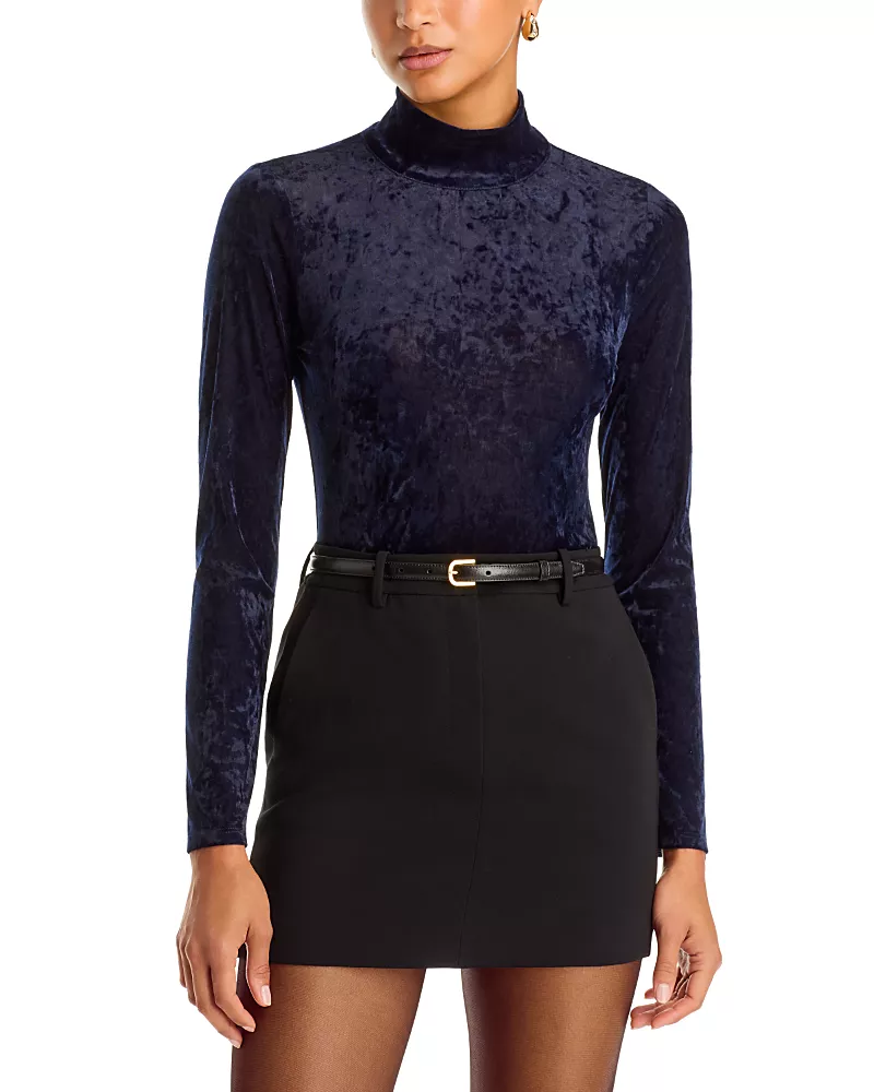 Aqua Velvet Mock Neck Top - Exclusive