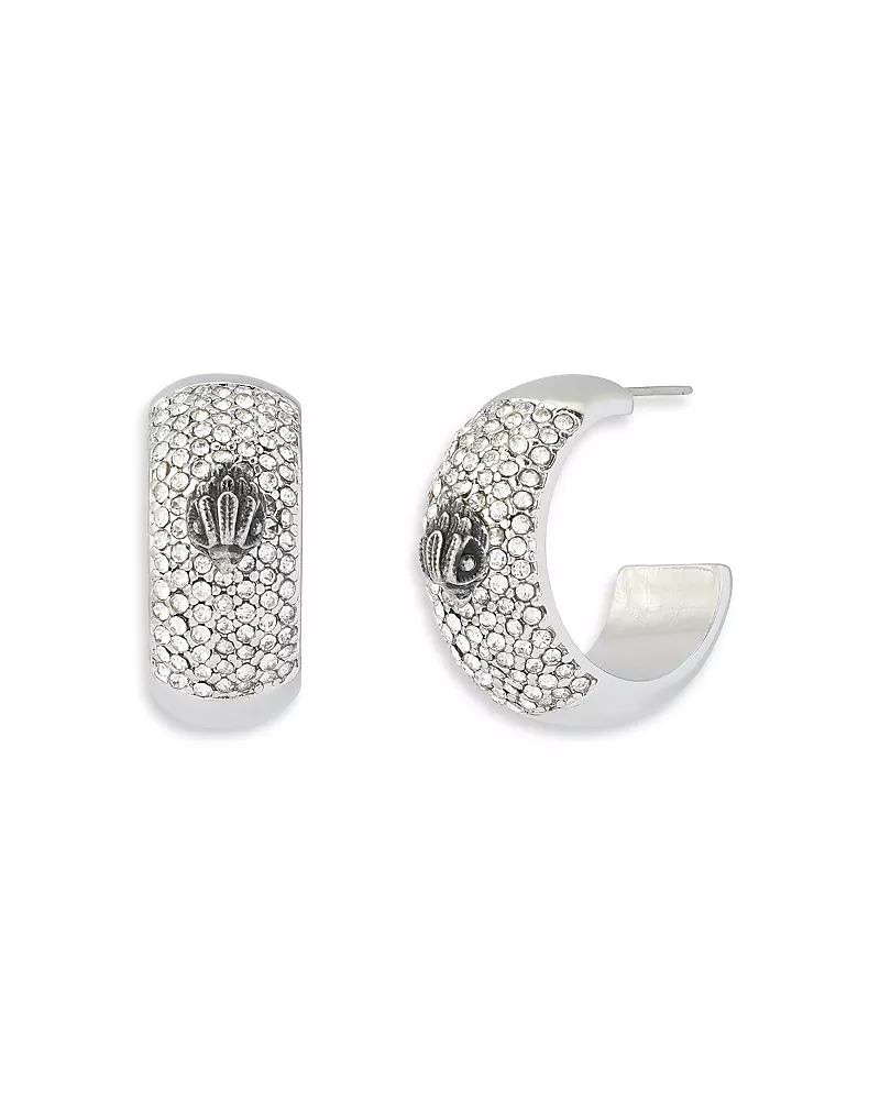 Kurt Geiger London Mansion Signature Eagle Pave Hoop Earrings