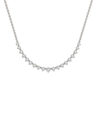 14K White Gold Lab Grown Diamond Graduated Necklace, 1.0 tcw