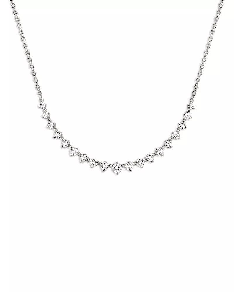 Meira T 14K White Gold Lab Grown Diamond Graduated Necklace, 1.0 tcw