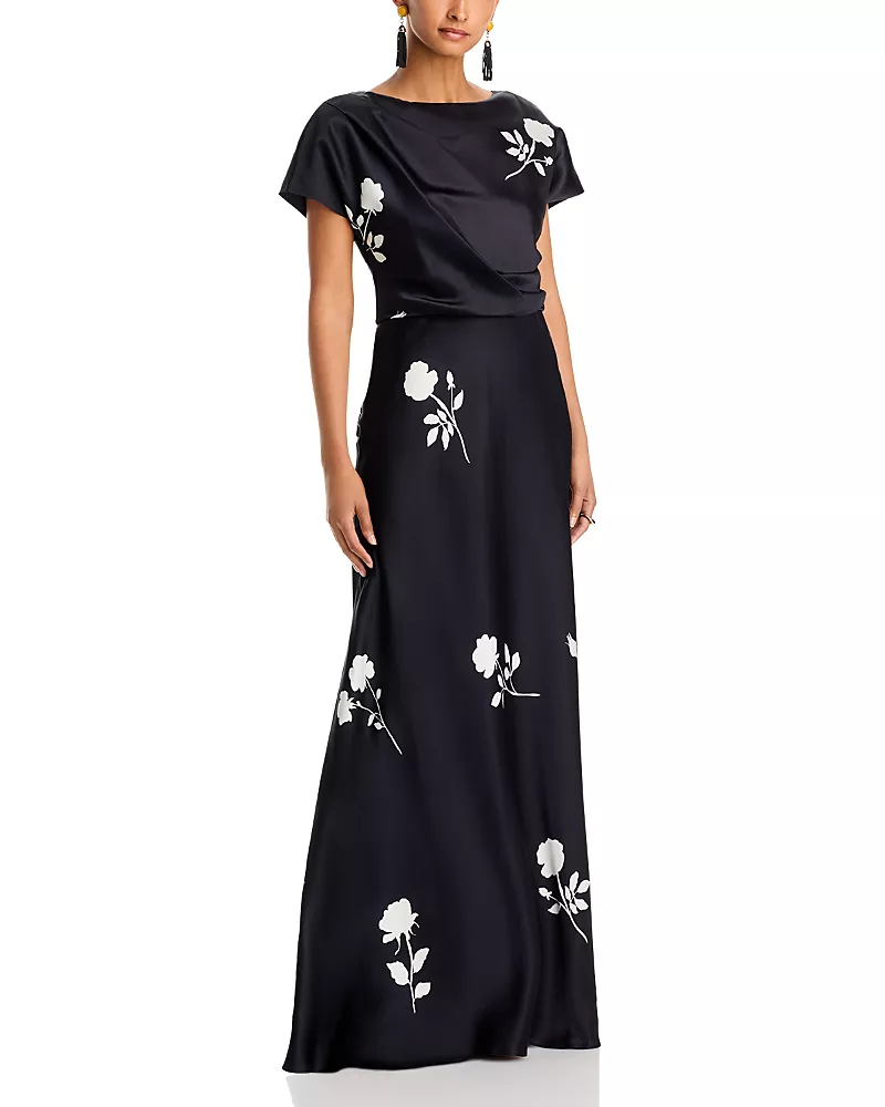 Lafayette 148 New York Floral Floor Length Gown