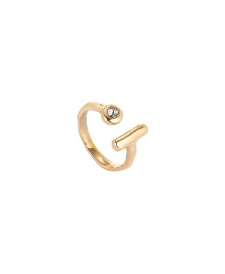  Open 18K Gold-Plated Ring with White Topaz
