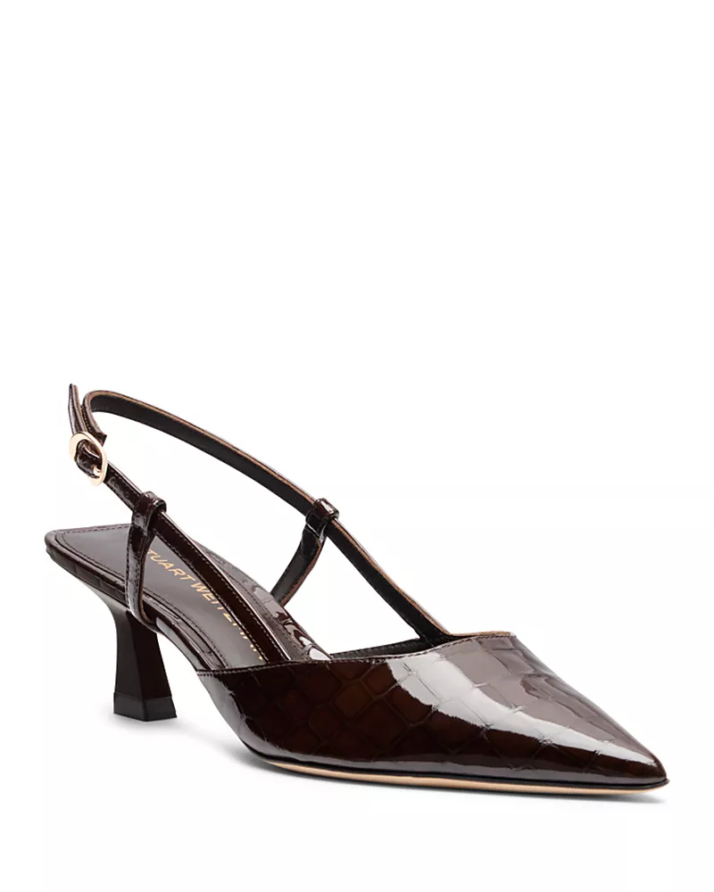 Stuart Weitzman Women's Vinnie 50 Patent Leather Slingback Pumps