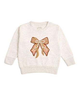 Girls' Cinnamon Plaid Bow Patch Sweatshirt - Big Kid