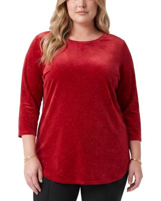 Plus Velvet Sparkle Shirttail Top