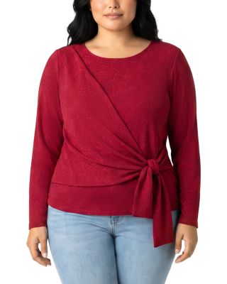 Plus Metallic Knit Side Tie Top