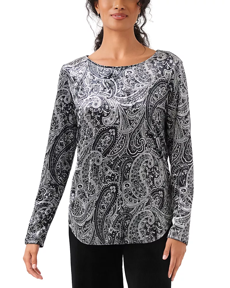 Karen Kane Petite Velvet Shirttail Top