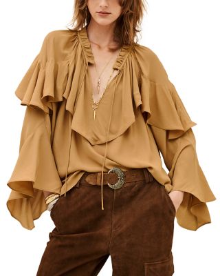 Betty Ruffled V Neck Blouse