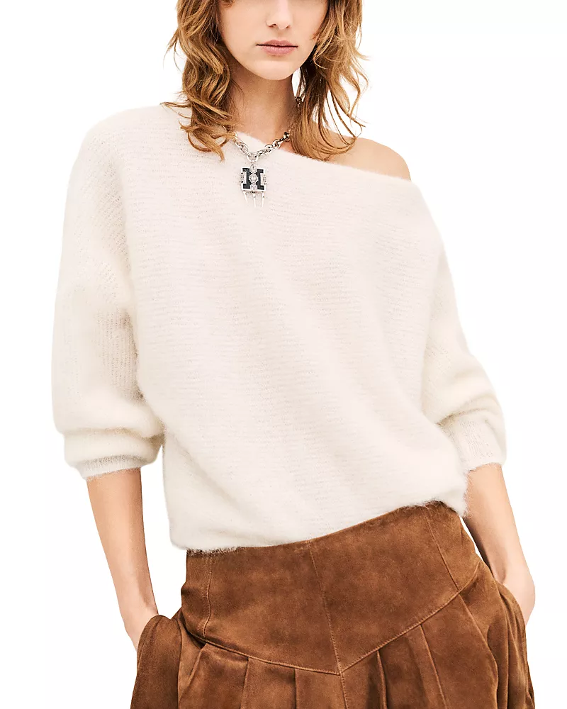 ba & sh Suela Alpaca Blend Off-the-Shoulder Sweater
