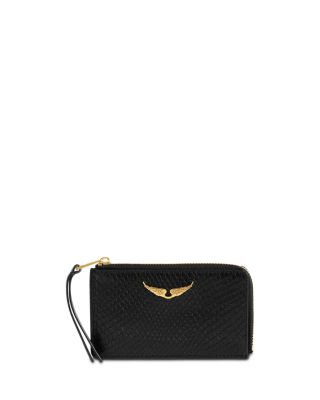 Wild Snake Embossed Zip Leather Card Case