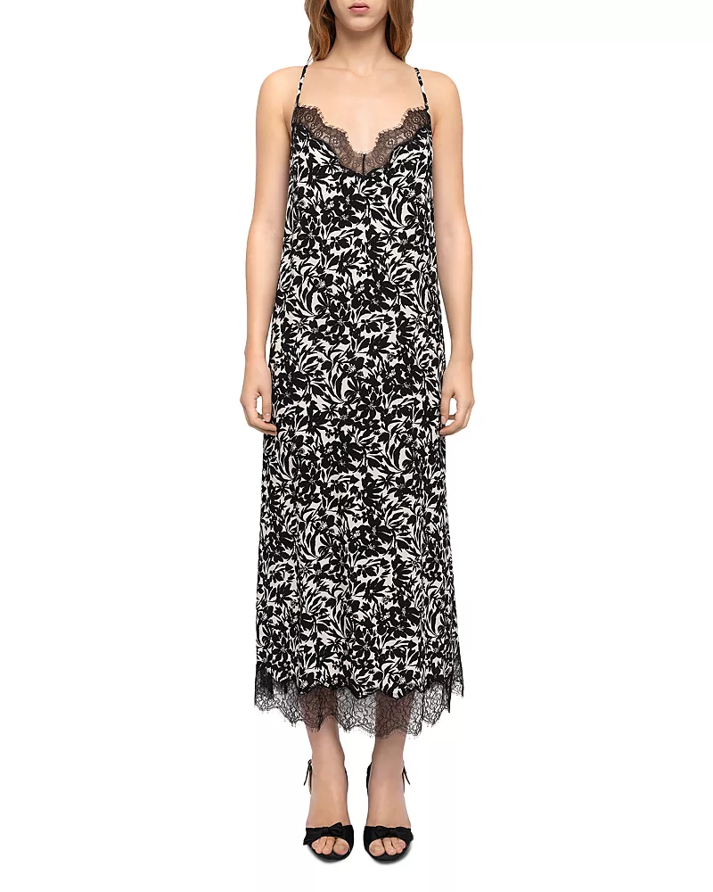Zadig & Voltaire Respa Soft Night Lace Trim Slip Dress