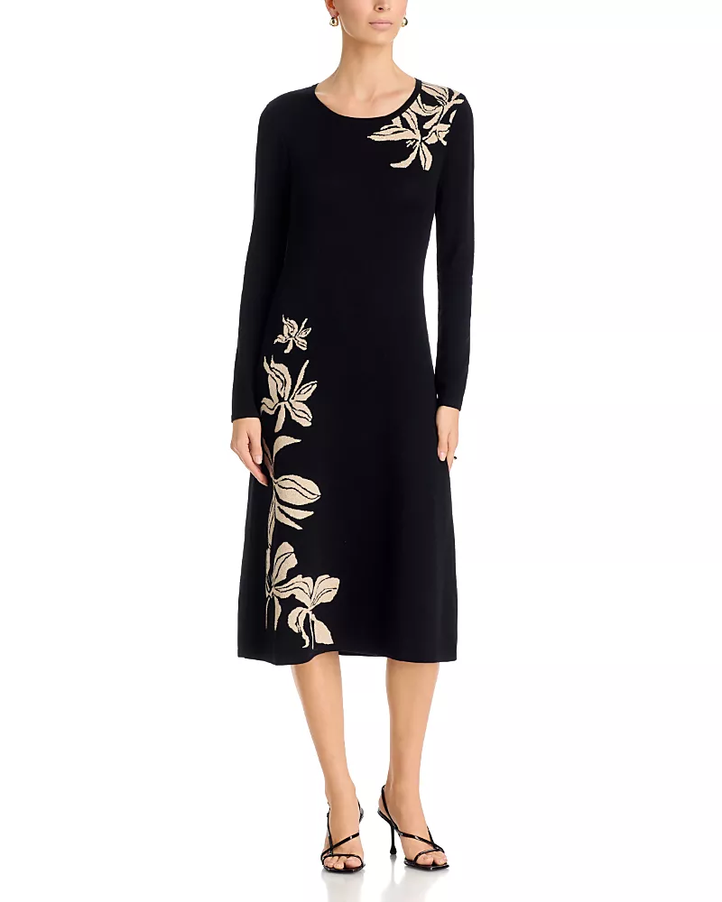 T Tahari Metallic Jacquard Midi Dress