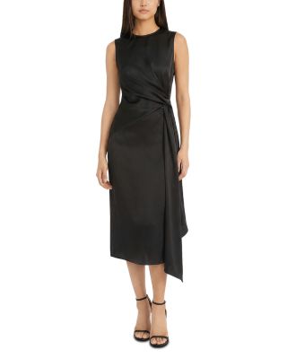 Sleeveless Satin Draped Dress