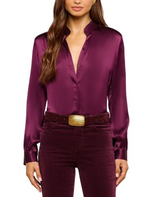 Bianca Silk Banded Collar Blouse