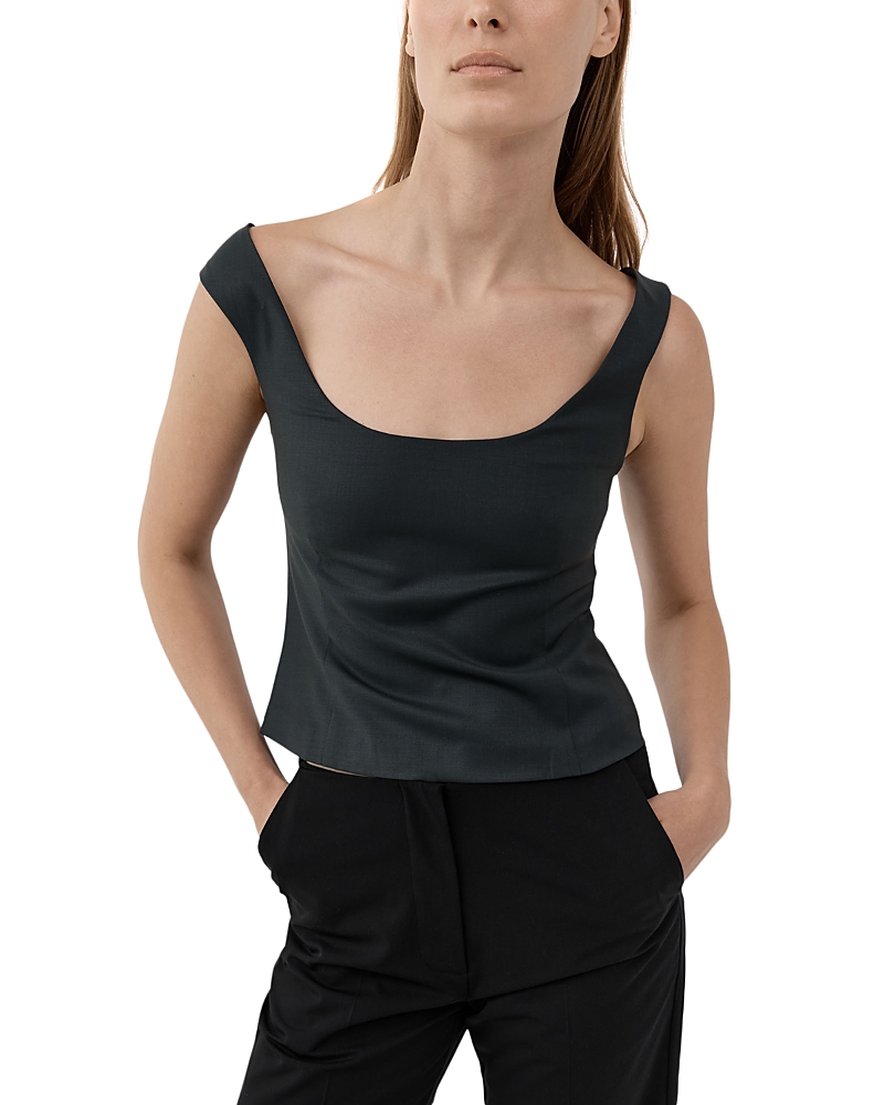 St Agni Tailored Scooped Ballet Top In Dark Vetiver
