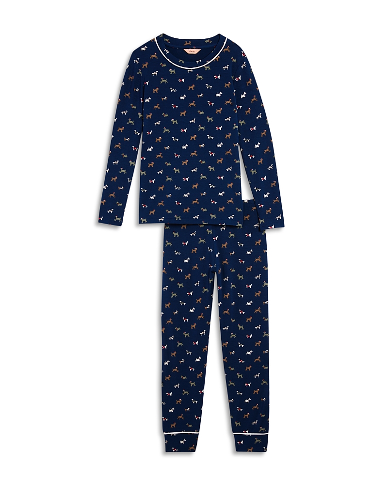 Eberjey Unisex Printed Long Sleeve Pj Set - Little Kid, Big Kid In Blue