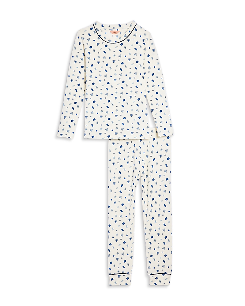 Eberjey Unisex Printed Long Sleeve Pj Set - Little Kid, Big Kid In Blue