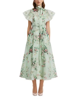 Elsie Linen & Silk Flutter Sleeve Midi Dress