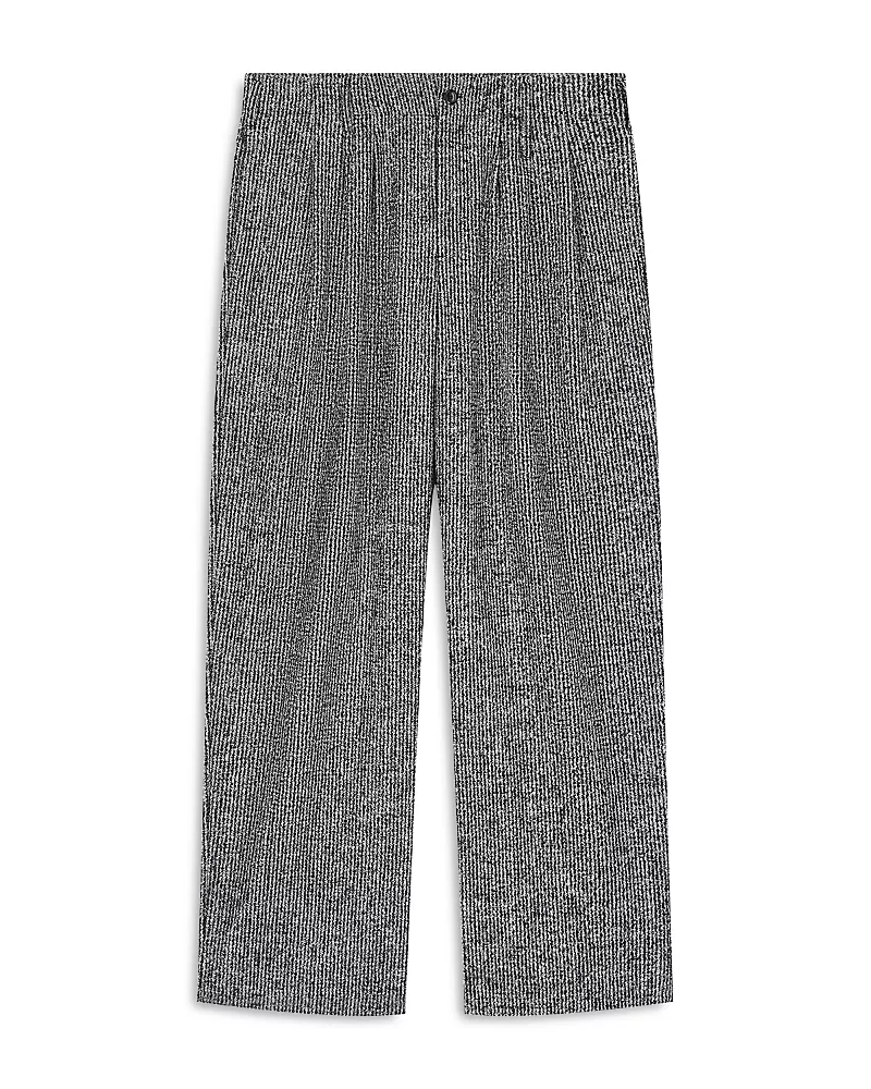 Emporio Armani Pleated Wool Blend Flannel Trousers