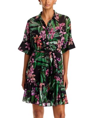 Pierre Printed Tie Waist Mini Dress