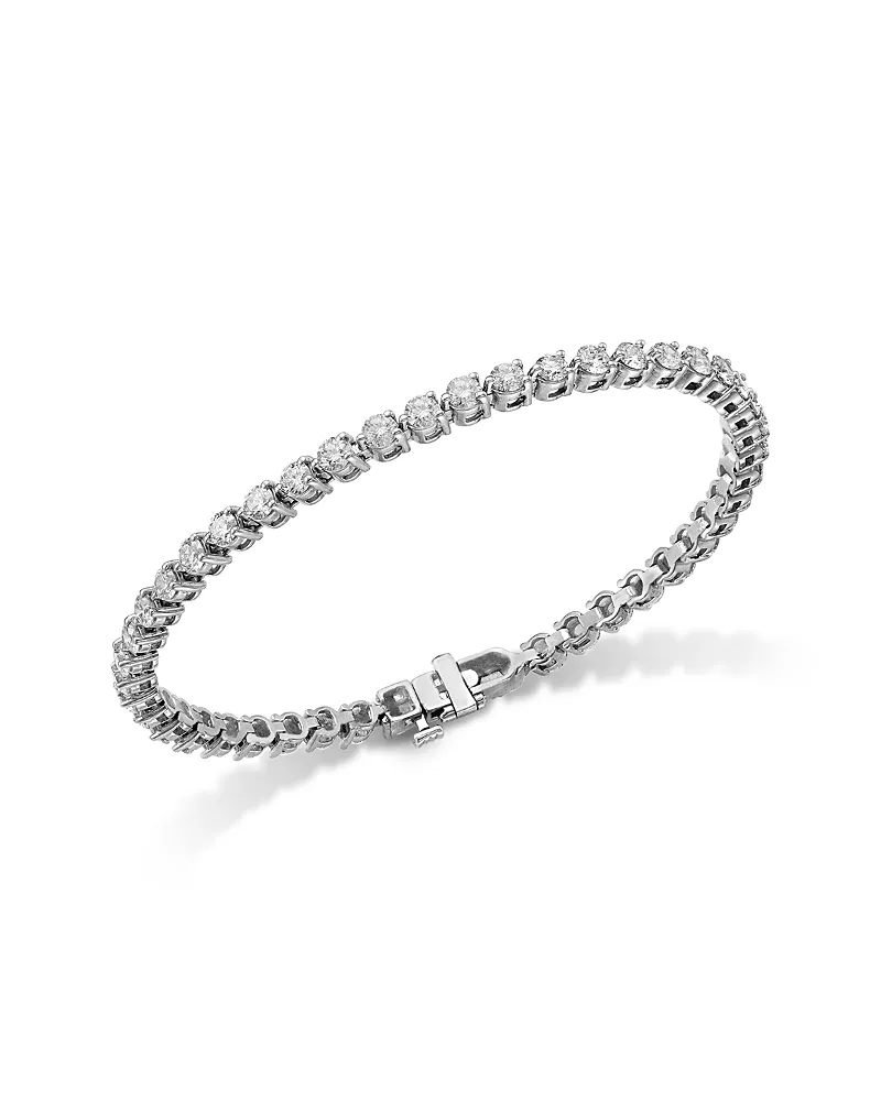 Bloomingdale's Fine Collection Diamond Three Prong Tennis Bracelet in 14K White Gold, 5.0 tcw