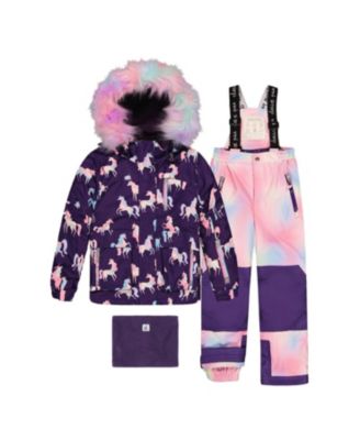  Girls' Play Unicorn Jacket & Reinforced Pants Two Piece Snowsuit - Little Kid