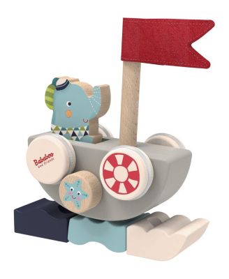 Lolo Elephant Funny Autoboat 2-in-1 Stacking Game - Ages 12+ months
